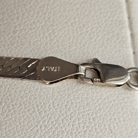 Vintage BBI Italy Sterling Silver 925 Long Herringbone Chain Necklace 30-inch - Picture 8 of 13